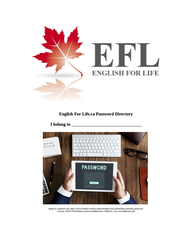 English For Life.ca Password directory